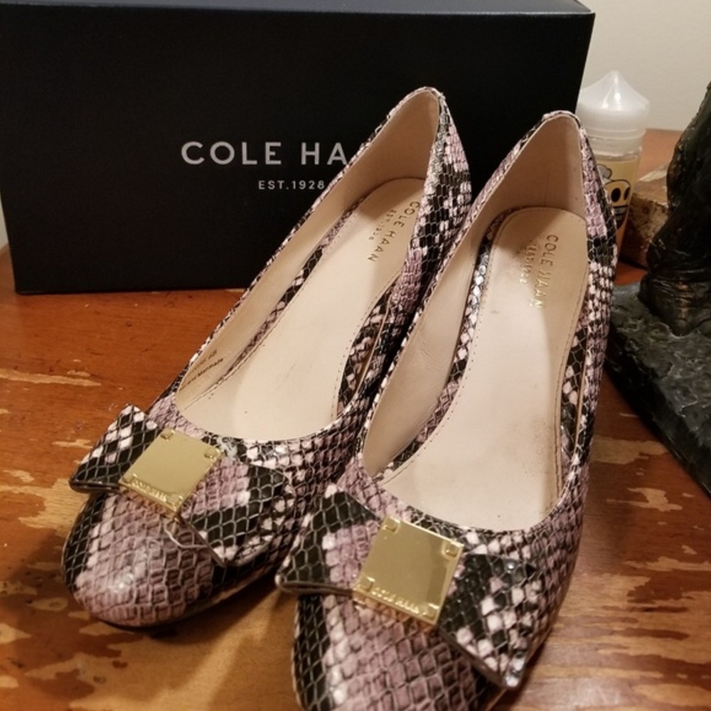 New Cole Haan Snake Python Block Heels Size 6 - image 2